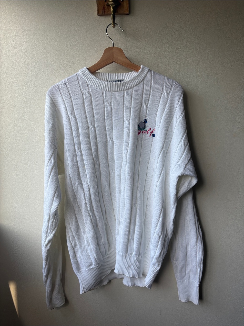 VTG La Mode Women’s White Golf Sweater Size XL FLAW